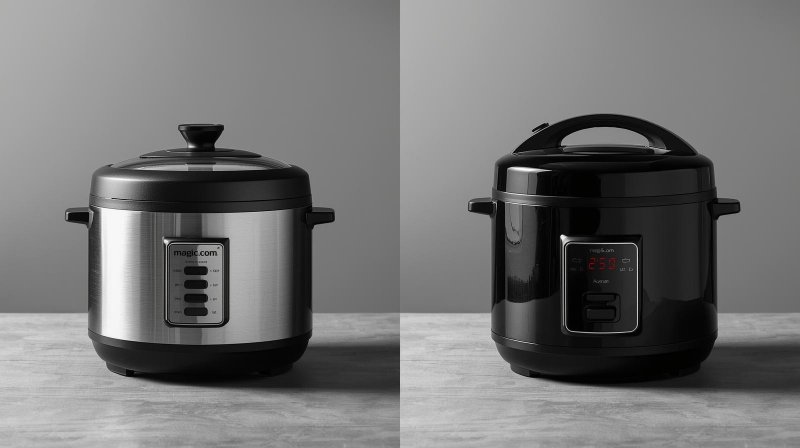 Perbedaan desain dan fungsi antara rice cooker dan magic com